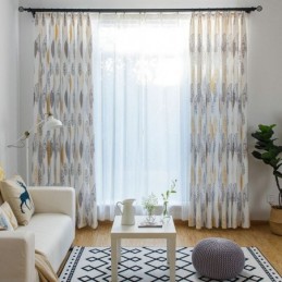 Environmental Protection Blackout Curtain Made to Measure Curtain American Style Leaf Printing Room Darkening Bedroom