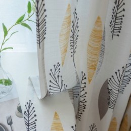 Environmental Protection Blackout Curtain Made to Measure Curtain American Style Leaf Printing Room Darkening Bedroom