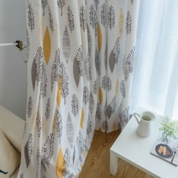 Environmental Protection Blackout Curtain Made to Measure Curtain American Style Leaf Printing Room Darkening Bedroom