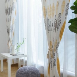 Environmental Protection Blackout Curtain Made to Measure Curtain American Style Leaf Printing Room Darkening Bedroom
