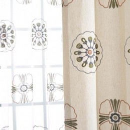 Nordic Style Blackout Curtains Poly Cotton Flower Embroidered For Living Room Bedroom