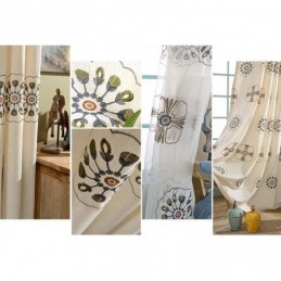 Nordic Style Blackout Curtains Poly Cotton Flower Embroidered For Living Room Bedroom