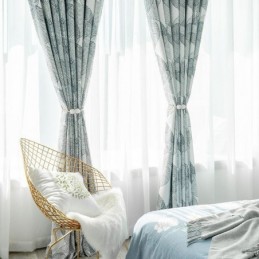 Nordic Blackout Curtain Made to Measure Curtain Printed Leaves For Living Room Bedroom
