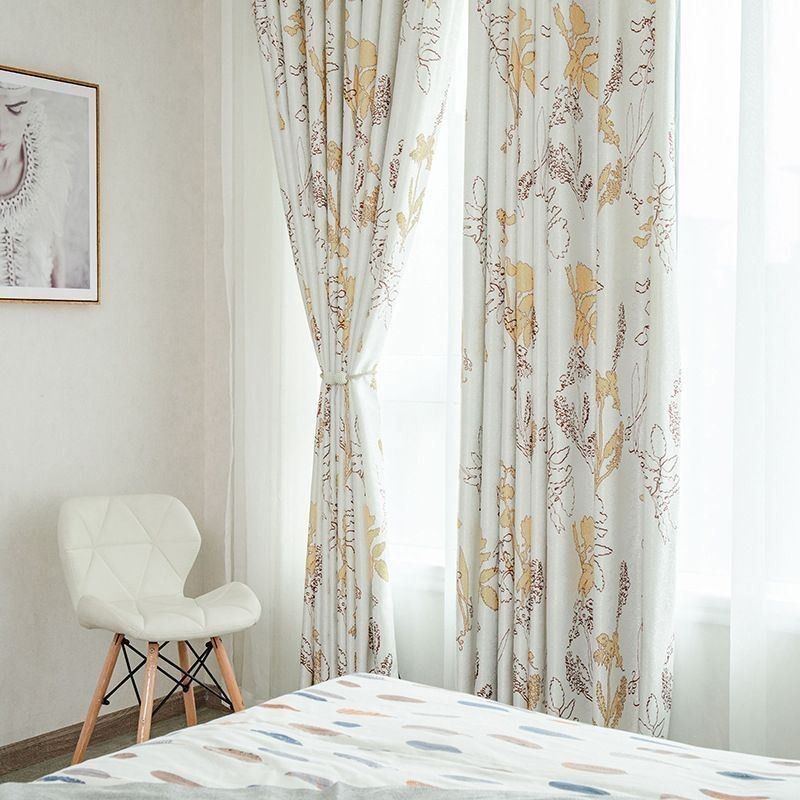 Nordic Printed Leaves Blackout Curtain Made to Measure Curtain For Living Room Bedroom