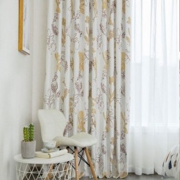 Nordic Printed Leaves Blackout Curtain Made to Measure Curtain For Living Room Bedroom