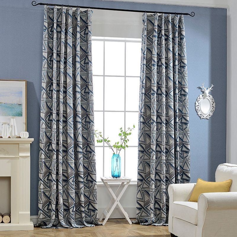 Linen Blackout Curtain Made to Measure Curtain Nordic Geometric Jacquard For Living Room Bedroom
