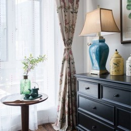 Nordic Cotton Linen Blackout Curtain Made to Measure Curtain Plant Printed For Living Room Bedroom