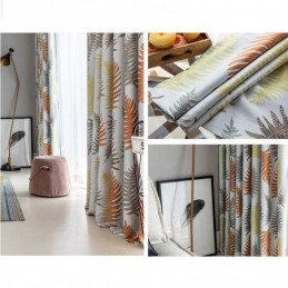 Nordic Blackout Curtains Fern Leaf Printed For Living Room Bedroom