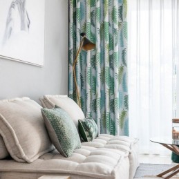 Nordic Blackout Curtains Fern Leaf Printed For Living Room Bedroom