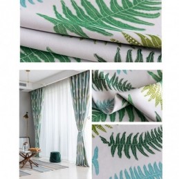 Nordic Blackout Curtains Fern Leaf Printed For Living Room Bedroom