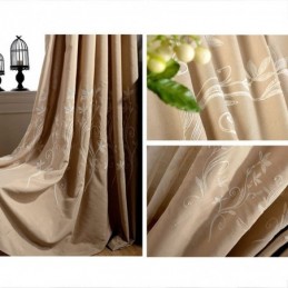 Nordic Wind Blackout Curtain Made to Measure Curtain Plant Embroidered Cotton Linen