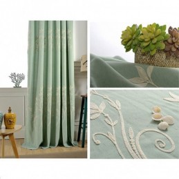 Nordic Wind Blackout Curtain Made to Measure Curtain Plant Embroidered Cotton Linen