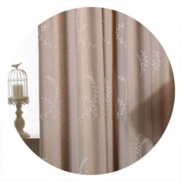 Cotton Blackout Curtains Nordic Branches Embroidered
