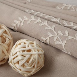 Cotton Blackout Curtains Nordic Branches Embroidered