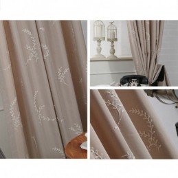 Cotton Blackout Curtains Nordic Branches Embroidered
