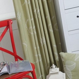 Cotton Blackout Curtains Nordic Branches Embroidered