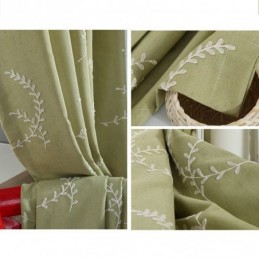 Cotton Blackout Curtains Nordic Branches Embroidered