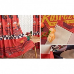 Cotton Blackout Curtains Kids Style Cartoon Car Printed