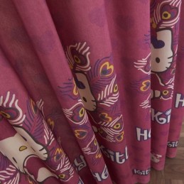 Cotton Blackout Curtains Kids Style Kitty Cat Printed For Living Room Bedroom