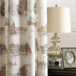 Nordic Linen Blackout Curtains Urban Printed For Living Room Bedroom