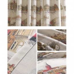 Nordic Linen Blackout Curtains Urban Printed For Living Room Bedroom