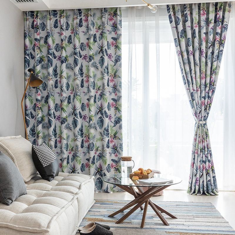 Nordic Blackout Curtains Plant Printed For Living Room Bedroom