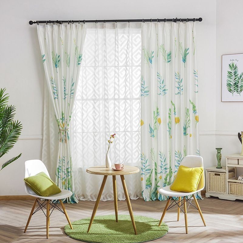 Nordic Blackout Curtain Made to Measure Curtain Printed Leaves For Living Room Bedroom