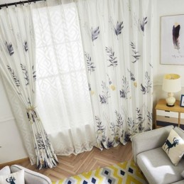 Nordic Blackout Curtain Made to Measure Curtain Printed Leaves For Living Room Bedroom
