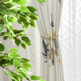 Nordic Blackout Curtain Made to Measure Curtain Printed Leaves For Living Room Bedroom