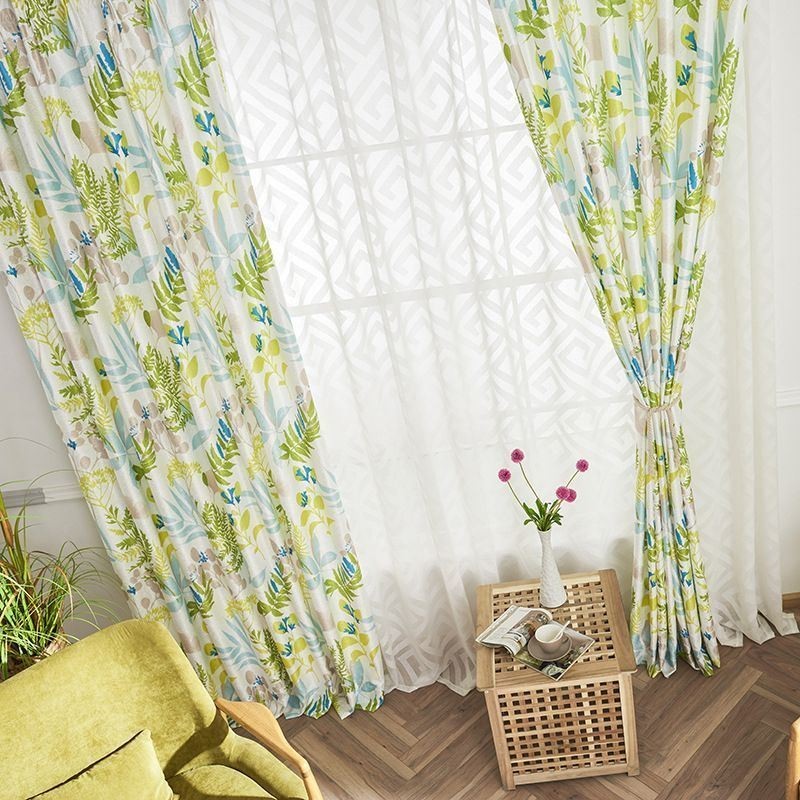 Blackout Curtain Made to Measure Curtain For Living Room Bedroom Nordic Printed Leaves