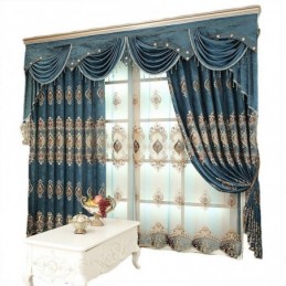 Embroidered Blackout Curtain Made to Measure Curtain European Luxury Floral Window Drapes For Living Room