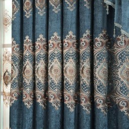 Embroidered Blackout Curtain Made to Measure Curtain European Luxury Floral Window Drapes For Living Room