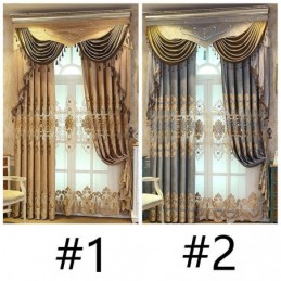 Embroidered Blackout Curtain Made to Measure Curtain European Style Window Drapes For Living Room