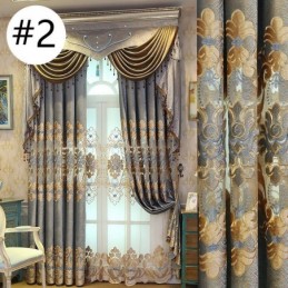 Embroidered Blackout Curtain Made to Measure Curtain European Style Window Drapes For Living Room