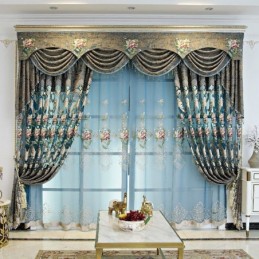 European Luxury Curtain Made to Measure Curtain Elegant Floral Design Embroidery For Living Room