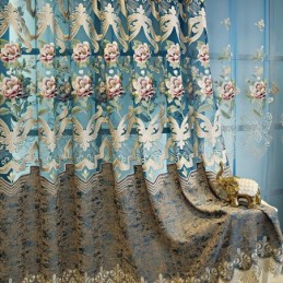 European Luxury Curtain Made to Measure Curtain Elegant Floral Design Embroidery For Living Room