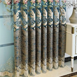 European Luxury Curtain Made to Measure Curtain Elegant Floral Design Embroidery For Living Room