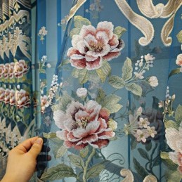 European Luxury Curtain Made to Measure Curtain Elegant Floral Design Embroidery For Living Room