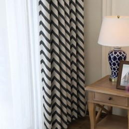 Luxury Jacquard Curtains Wavy Striped Blackout For Living Room