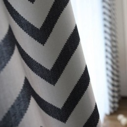 Luxury Jacquard Curtains Wavy Striped Blackout For Living Room