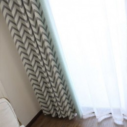 Luxury Jacquard Curtains Wavy Striped Blackout For Living Room
