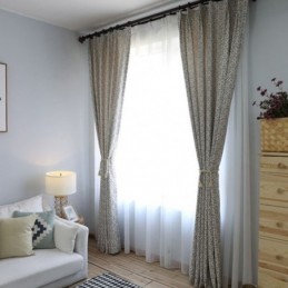 Luxury Jacquard Curtains Geometric Blackout For Living Room