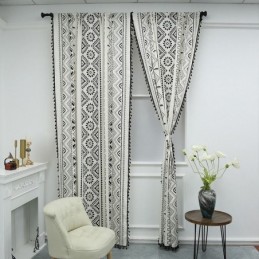 Bohemian Style Curtain Made to Measure Curtain Geometric Tassels Printing Curtains For Bedroom Living Room