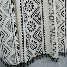 Bohemian Style Curtain Made to Measure Curtain Geometric Tassels Printing Curtains For Bedroom Living Room