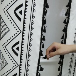 Bohemian Style Curtain Made to Measure Curtain Geometric Tassels Printing Curtains For Bedroom Living Room
