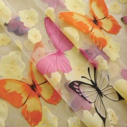 Rural Romantic Sheer Curtain Made to Measure Curtain Colorful Butterflies Printing Environmental Protected Breathable Fabric