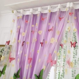 Rural Romantic Sheer Curtain Made to Measure Curtain Colorful Butterflies Printing Environmental Protected Breathable Fabric