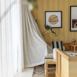 Striped Jacquard Sheer Curtains Solid Voile Tulle For Living Room
