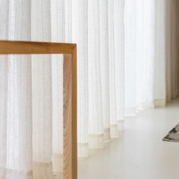 Striped Jacquard Sheer Curtains Solid Voile Tulle For Living Room