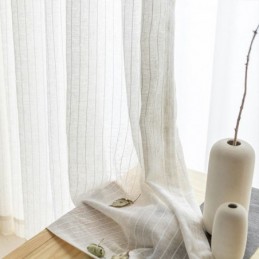 Striped Jacquard Sheer Curtains Solid Voile Tulle For Living Room